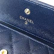 Chanel Wallet Blue Calfskin Caviar Leather Silver-Tone A80374 Size 11cm - 5
