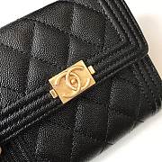 Chanel Wallet Black Calfskin Caviar Leather Gold-Tone A80374 Size 11cm - 6