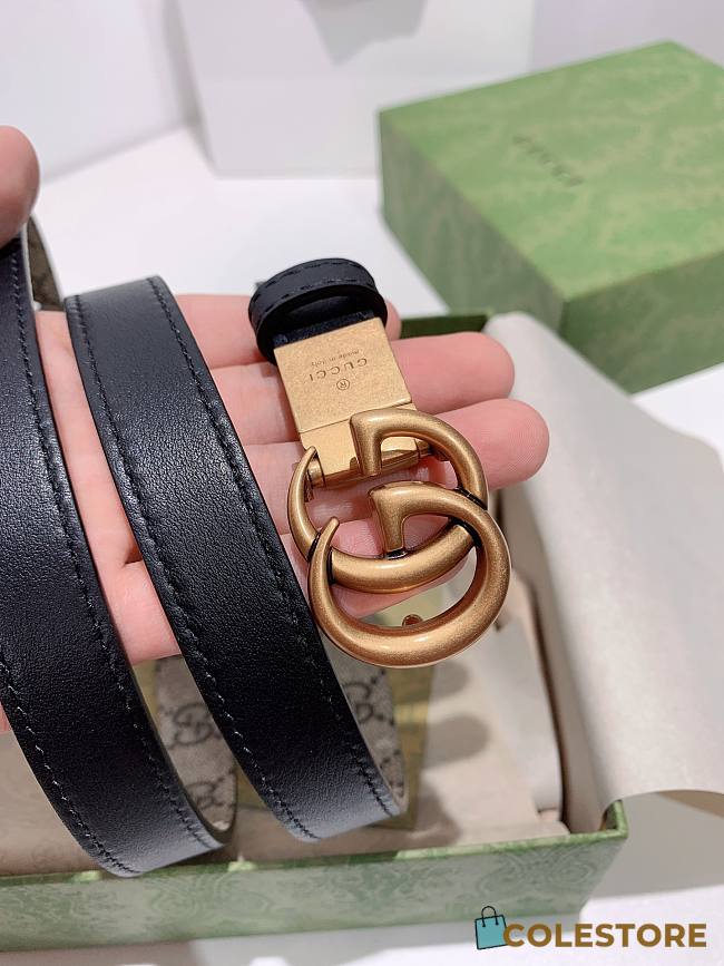 Gucci Marmont Thin Leather Belt With Shiny Buckle  - 1