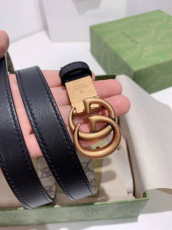 Gucci Marmont Thin Leather Belt With Shiny Buckle 