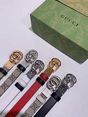 Gucci Marmont Thin Leather Belt With Shiny Buckle  - 3