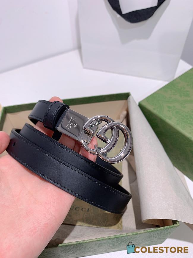 Gucci Marmont Thin Leather Belt With Metal Buckle - 1