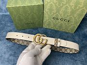 Gucci Marmont Thin Belt Double G Buckle In White - 5