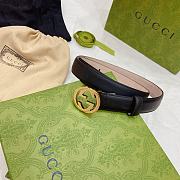 Gucci Men Black Leather Logo GG Belt - 1