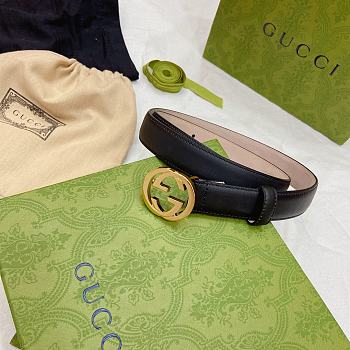 Gucci Men Black Leather Logo GG Belt