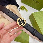 Gucci Men Black Leather Logo GG Belt - 3