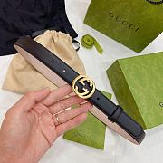 Gucci Men Black Leather Logo GG Belt - 4