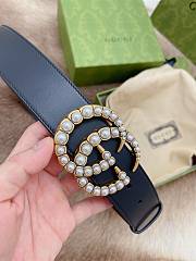 Gucci Leather Belt With Crystal Double G Buckle - 6