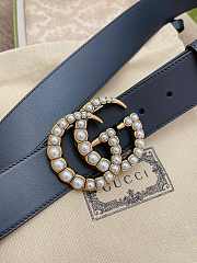 Gucci Leather Belt With Crystal Double G Buckle - 5