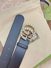 Gucci Leather Belt With Crystal Double G Buckle - 2