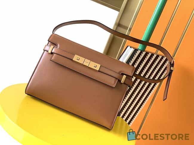 YSL Manhattan Shoulder Bag In Brown Leather 579271 Size 24cm - 1