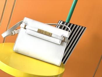 YSL Manhattan Shoulder Bag In White Leather 579271 Size 24cm