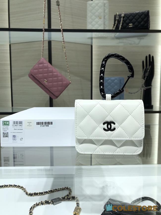 Chanel Jewel Hook Card Holders In White AP2397 Size 11cm - 1