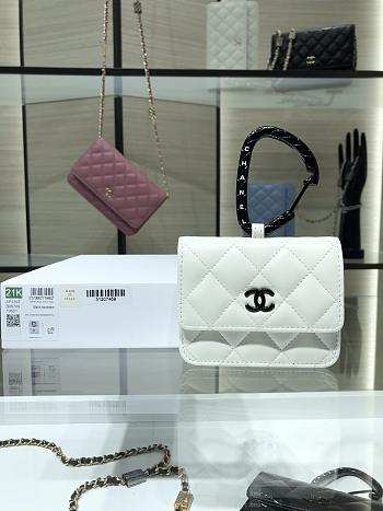 Chanel Jewel Hook Card Holders In White AP2397 Size 11cm