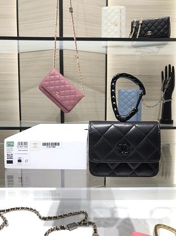 Chanel Jewel Hook Card Holders In Black AP2397 Size 11cm
