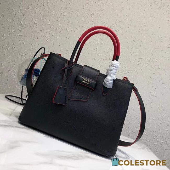 Prada Top Handle Tote Bag In Black 1BG148 Size 34x24x16cm - 1