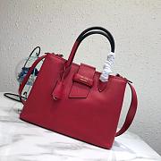 Prada Top Handle Tote Bag In Red 1BG148 Size 34x24x16cm - 1