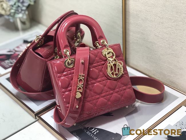Dior Lady Dior My ABC Bag Pink Patent Cannage Calfskin M0531 Size 20cm - 1