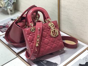 Dior Lady Dior My ABC Bag Pink Patent Cannage Calfskin M0531 Size 20cm
