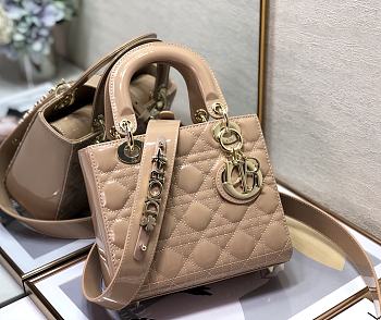 lady dior beige patent bag