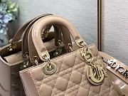 Dior Lady Dior My ABC Bag Beige Patent Cannage Calfskin M0531 Size 20cm - 6