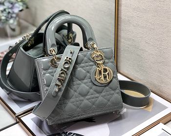 Dior Lady Dior My ABC Bag Grey Patent Cannage Calfskin M0531 Size 20cm