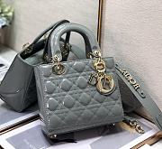 Dior Lady Dior My ABC Bag Grey Patent Cannage Calfskin M0531 Size 20cm - 6
