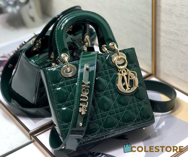 Dior Lady Dior My ABC Bag Green Patent Cannage Calfskin M0531 Size 20cm - 1