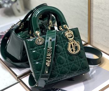 Dior Lady Dior My ABC Bag Green Patent Cannage Calfskin M0531 Size 20cm