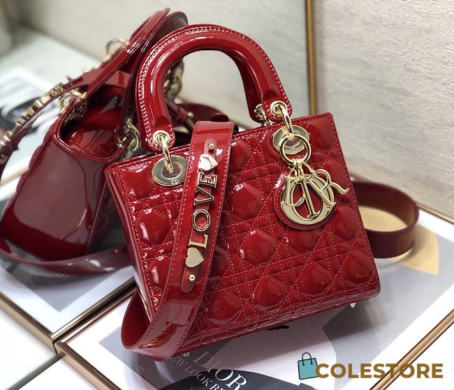 Dior Lady Dior My ABC Bag Red Cherry Patent Cannage Calfskin 20cm - 1