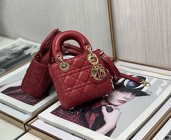 Dior Lady Dior My ABC Bag Red Cannage Calfskin M0531 Size 11cm
