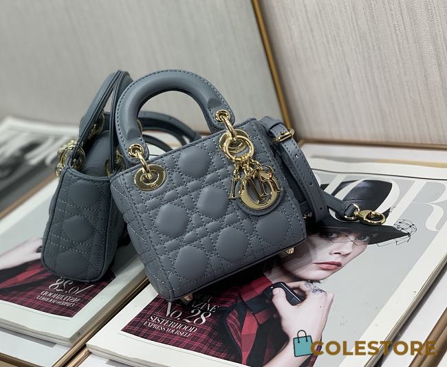 Dior Lady Dior My ABC Bag Blue Cannage Calfskin M0531 Size 11cm - 1