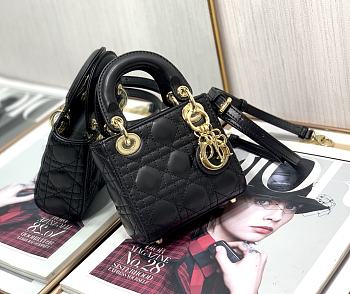 Dior Lady Dior My ABC Bag Black Cannage Calfskin M0531 Size 11cm