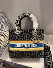Dior Lady Medium D-Lite Grey Multicolor Mizza Embroidered Velvet 24cm - 4