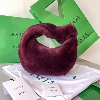 Bottega Veneta Velvet Shearling Bag Teddy In Wine 680697 Size 27x23x8cm