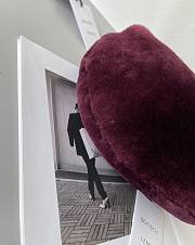 Bottega Veneta Velvet Shearling Bag Teddy In Wine 680697 Size 27x23x8cm - 4