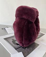 Bottega Veneta Velvet Shearling Bag Teddy In Wine 680697 Size 27x23x8cm - 3