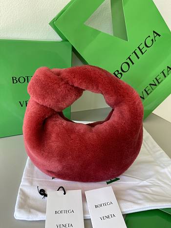 Bottega Veneta Velvet Shearling Bag Teddy In Red 680697 Size 27x23x8cm