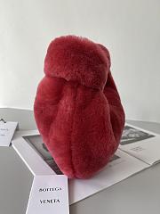 Bottega Veneta Velvet Shearling Bag Teddy In Red 680697 Size 27x23x8cm - 6