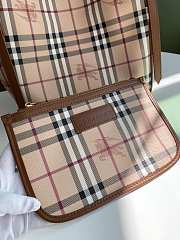 Burberry Haymarket Check Tote With Brown Leather Trim 8883B Size 26x27cm - 5