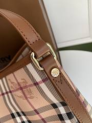 Burberry Haymarket Check Tote With Brown Leather Trim 8883B Size 26x27cm - 3