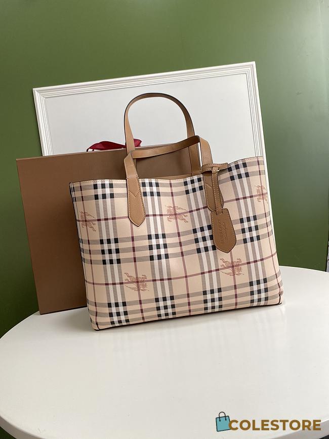 Burberry Reversible London Pale Opal Leather Haymarket Check Size 46x35x30cm - 1
