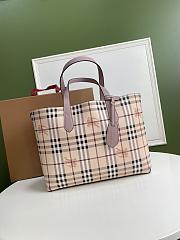 Burberry Reversible London Pale Opal Leather Haymarket In Light Purple Check Size 46x35x30cm - 1