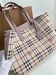 Burberry Reversible London Pale Opal Leather Haymarket In Light Purple Check Size 46x35x30cm - 5