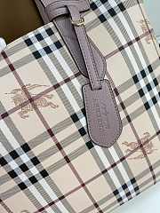 Burberry Reversible London Pale Opal Leather Haymarket In Light Purple Check Size 46x35x30cm - 4