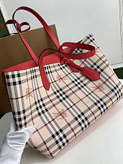 Burberry Reversible London Pale Opal Leather Haymarket In Red Check Size 46x35x30cm - 5