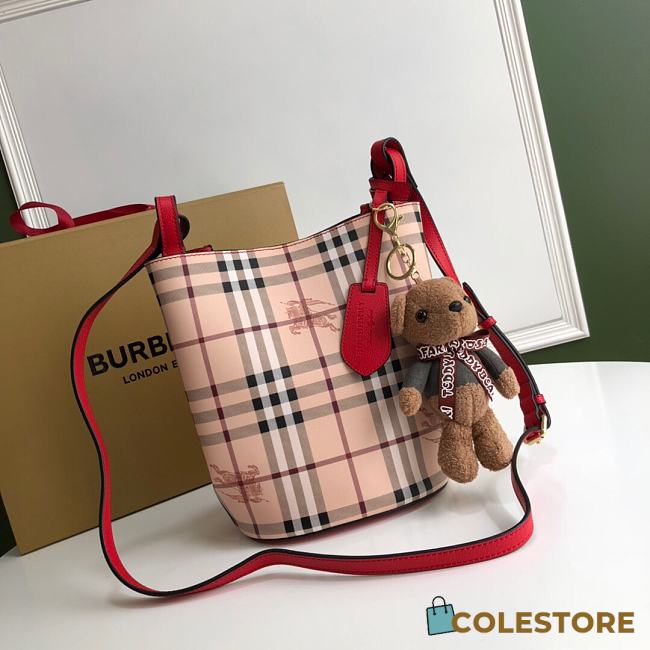 Burberry Hobo Haymarket In Red Size 18.5x15x23.5cm - 1