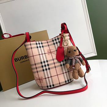 Burberry Hobo Haymarket In Red Size 18.5x15x23.5cm