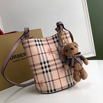 Burberry Hobo Haymarket In Light Purple Size 18.5x15x23.5cm