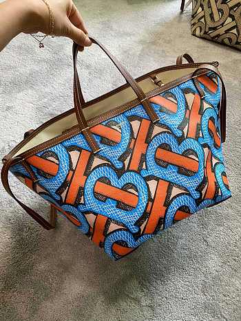 Burberry Mini Monogram Print E-canvas Beach Tote Size 24x30x25cm